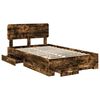 vidaXL Bed Frame with Drawer Smoked Oak 120 x 190 cm Engineered Wood