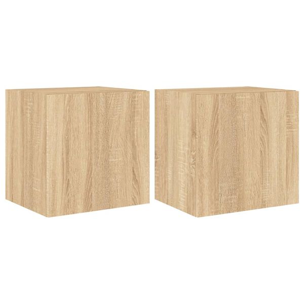vidaXL TV Wall Cabinets with LED Lights 2 pcs Sonoma Oak 40.5x35x40 cm