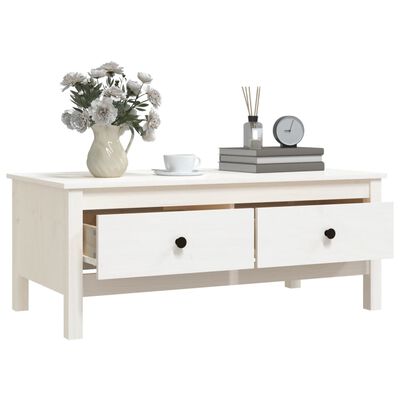 vidaXL Coffee Table White 100x50x40 cm Solid Wood Pine