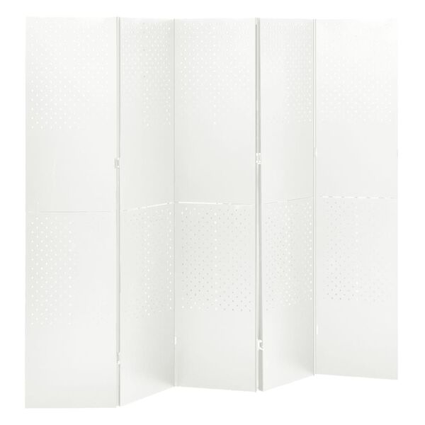 vidaXL 5-Panel Room Dividers 2 pcs White 200x180 cm Steel
