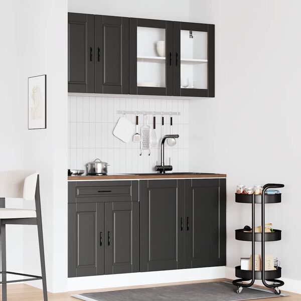 vidaXL 4 Piece Kitchen Cabinet Set Porto Black Engineered Wood