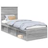 vidaXL Bed Frame Grey Sonoma 75 x 190 cm Solid Pine Wood