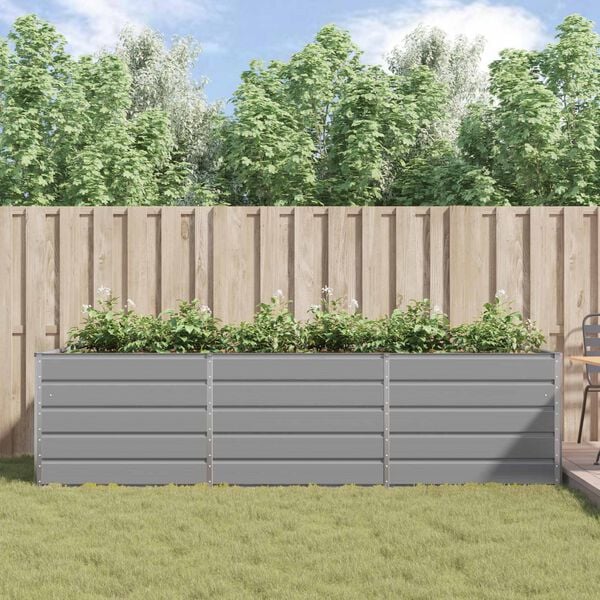 vidaXL Planter Light Grey 290 x 100 x 75 cm Galvanised Steel