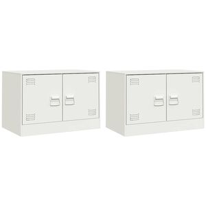 vidaXL 2 Piece TV Cabinet Set White 67x39x44 cm Steel