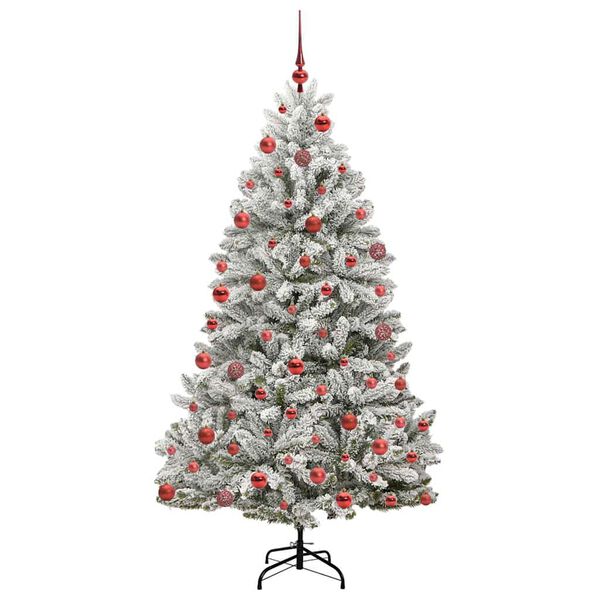 vidaXL Artificial Christmas Tree Green and White 180 cm PVC and Metal