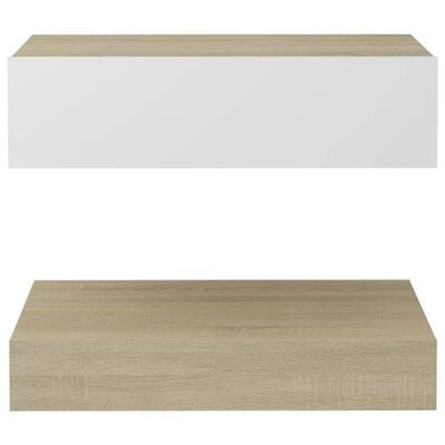 vidaXL TV Cabinet with LED Lights White and Sonoma Oak 60x35 cm