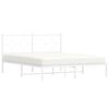 vidaXL Metal Bed Frame without Mattress with Headboard White 160x200cm