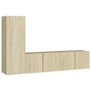 vidaXL 3 Piece TV Cabinet Set Sonoma Oak Engineered Wood