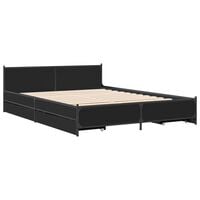 vidaXL Bed Frame with Drawers Black 120x190 cm Small Double Engineered Wood