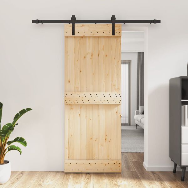 vidaXL Sliding Door with Hardware Set 80x210 cm Solid Wood Pine
