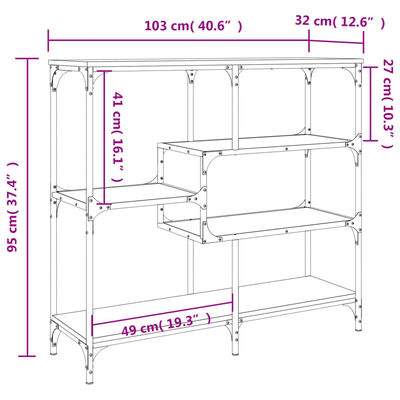 vidaXL Console Table Sonoma Oak 103x32x95 cm Engineered Wood