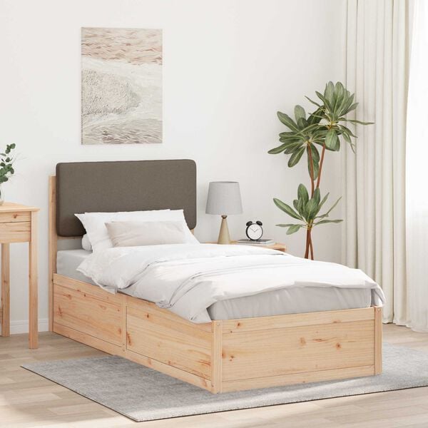 vidaXL Bed Frame with Upholstered Headboard Taupe 75 x 190 cm
