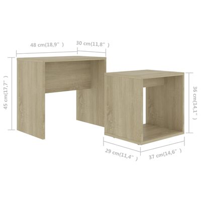 vidaXL Coffee Table Set Sonoma Oak 48x30x45 cm Chipboard