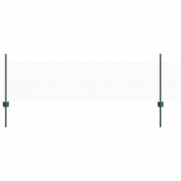 vidaXL Fence with Post Green 0.5 x 10 m Steel and PVC