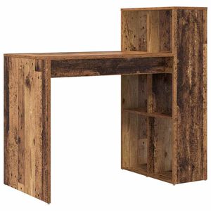 vidaXL Desk with Shelf Old Wood 108 x 55 x 103.5 cm Engineered Wood