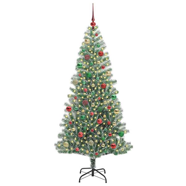 vidaXL Artificial Christmas Tree Snow Flocked with LED Light 180 cm