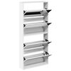 vidaXL Shoe Cabinet with Mirror 4-Layer High Gloss White 63x17x134 cm