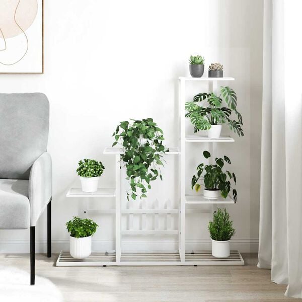 vidaXL Flower Stand 94.5x25x88 cm White Metal