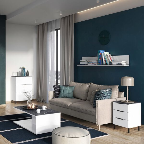 Germania Bedside Table GW-California 41x40x60 cm White and Marble