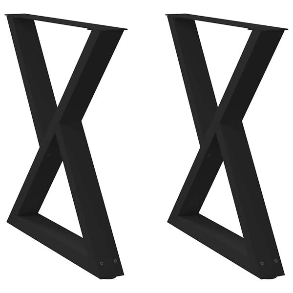 vidaXL Dining Table Legs 2 pcs Black 80x(72-73.3) cm Steel