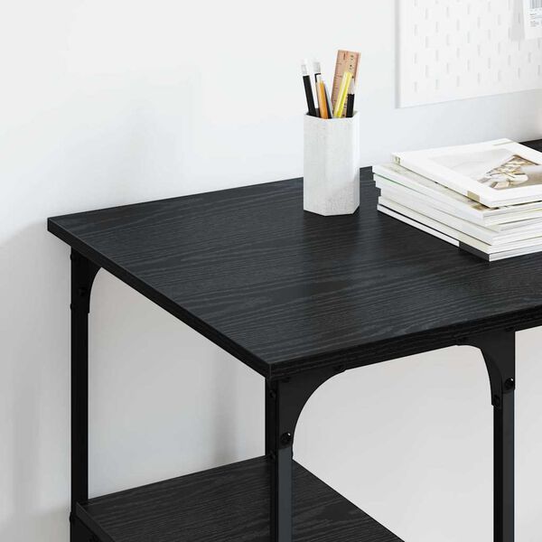 vidaXL Desk with Shelf Black Oak 140 x 50 x 75 cm Engineered Wood