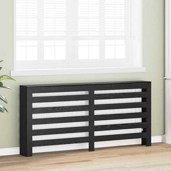vidaXL Radiator Cover Black Oak 175 x 20 x 82 cm