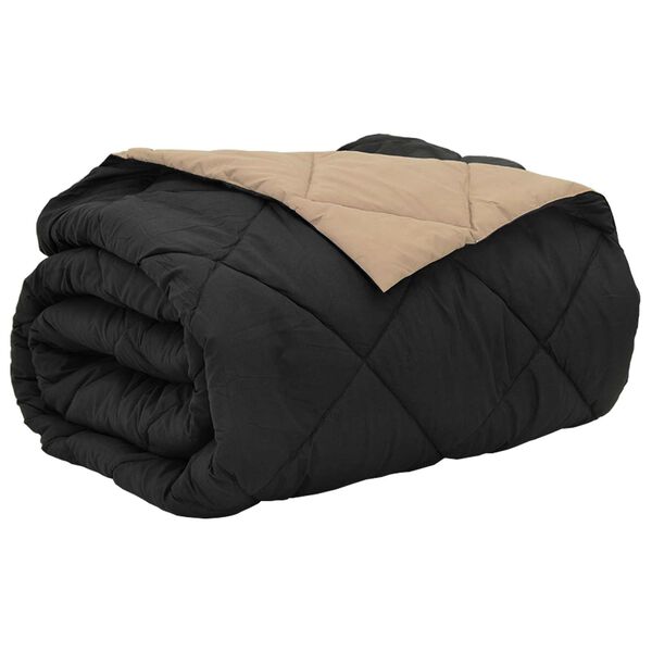 vidaXL Summer Duvet Black and Taupe 220 x 200 cm Microfiber