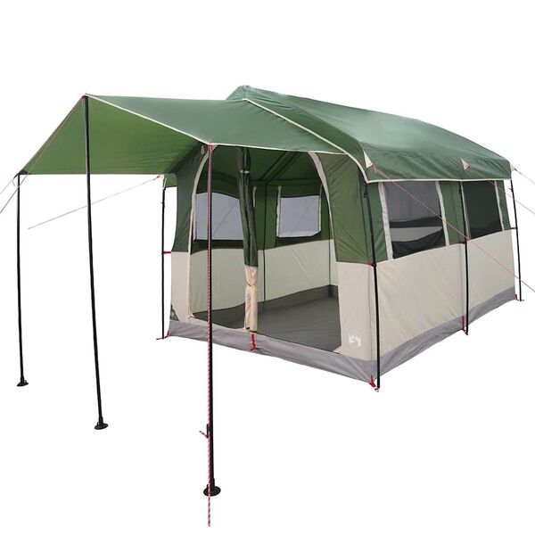vidaXL Family Tent with Roof Green and White 324 x 255 x 230 cm