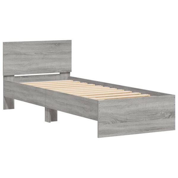 vidaXL Bed Frame without Mattress with Headboard Grey Sonoma 90x190 cm Single