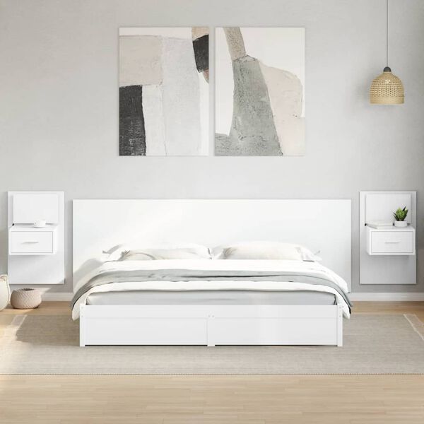 vidaXL Bed Headboard with Cabinets White 240 cm Engineered Wood