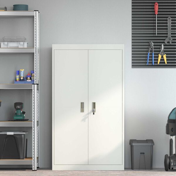 vidaXL Storage Cabinet 2 pcs White 80 x 40 x140 cm Steel