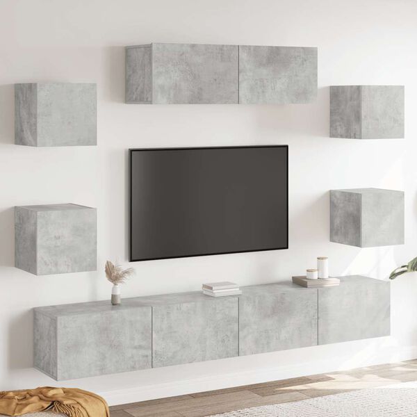 vidaXL 7 Piece TV Cabinet Set Concrete Grey Engineered Wood
