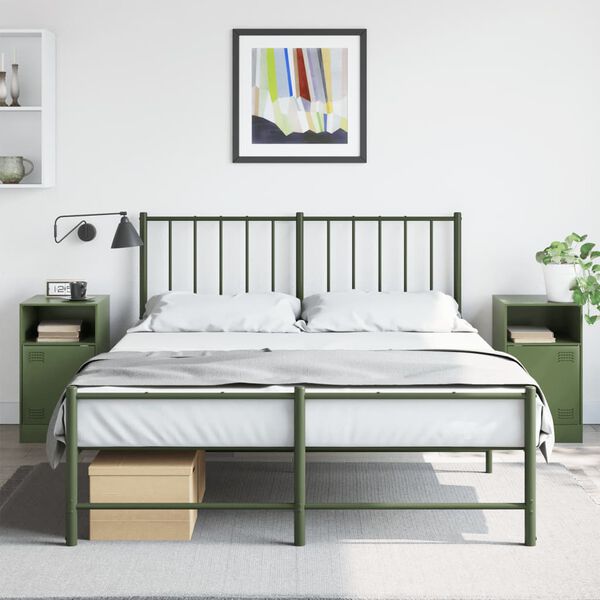 vidaXL Bedside Cabinets 2 pcs Olive Green 34.5x39x62 cm Steel