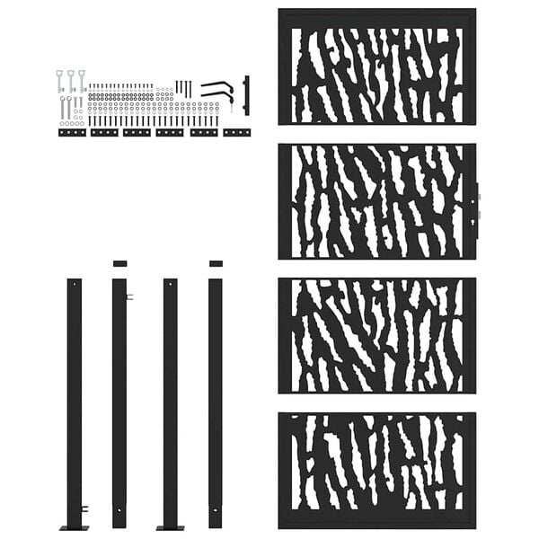 vidaXL Garden Gate Black 100x200 cm Steel Trace Design