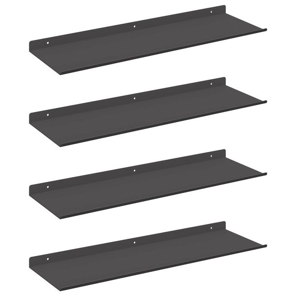 vidaXL Floating Shelf Wall-mounted 4 pcs Black 60 x 18 x 2.5 cm Steel