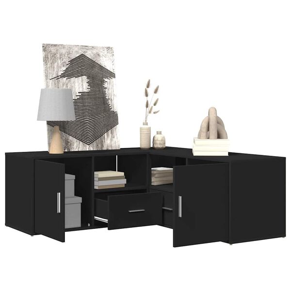 vidaXL Corner Cabinet Black 200x40x45 cm Engineered Wood