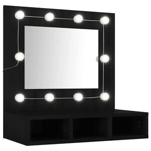 vidaXL Mirror Cabinet with LED Black 60x31,5x62 cm