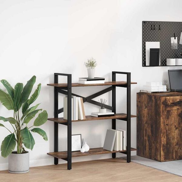 vidaXL Bookshelf Smoked Oak 100 x 33.5 x 102 cm Engineered Wood