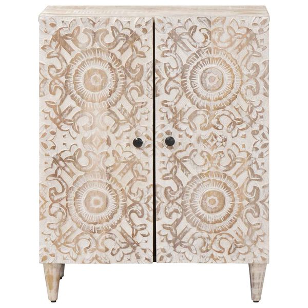 vidaXL Storage Sideboard White 60 x 33.5 x 75 cm Solid Mango Wood