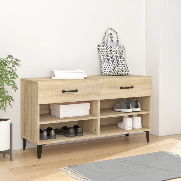 vidaXL Shoe Cabinet Sonoma Oak 102x35x55 cm Engineered Wood