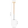 vidaXL Garden Digger Fork T Grip Stainless Steel and Ashwood