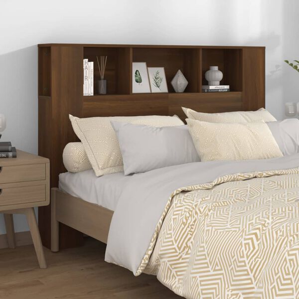 vidaXL Headboard Cabinet Brown Oak 140x18.5x104.5 cm