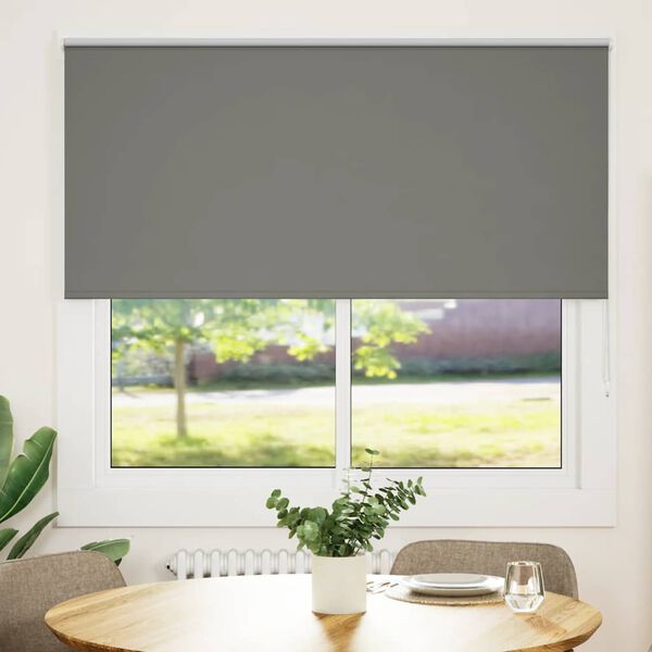 vidaXL Roller Blind Blackout Grey 150x130 cm Fabric Width 146.6 cm Polyester