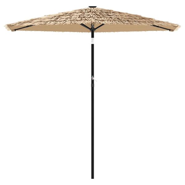 vidaXL Garden Parasol with LEDs and Steel Pole Brown 223x223x213 cm