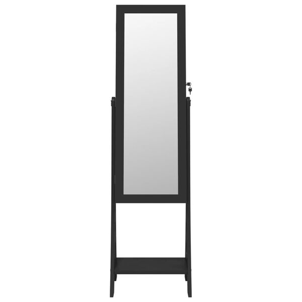 vidaXL Mirror Jewellery Cabinet with LED Lights Free Standing Black