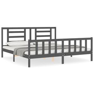 vidaXL Bed Frame without Mattress Grey 200x200 cm Solid Wood Pine