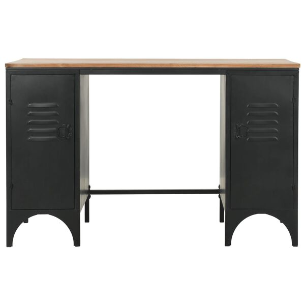 vidaXL Double Pedestal Desk Solid Firwood and Steel 120x50x76 cm