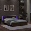 vidaXL Bed Frame with Headboard and LED Brown Oak 150x200 cm King Size