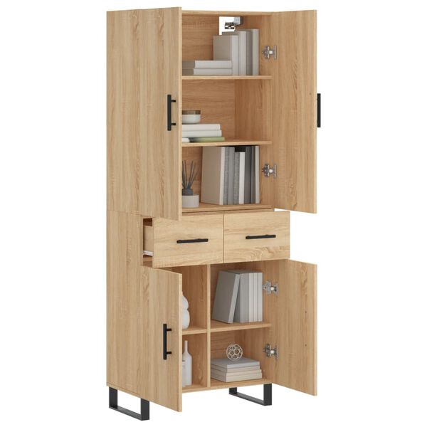 vidaXL Highboard Sonoma Oak 69.5x34x180 cm Engineered Wood