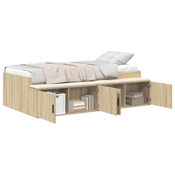 vidaXL Bed Frame with Drawer Sonoma Oak 80 x 200 cm Engineered Wood